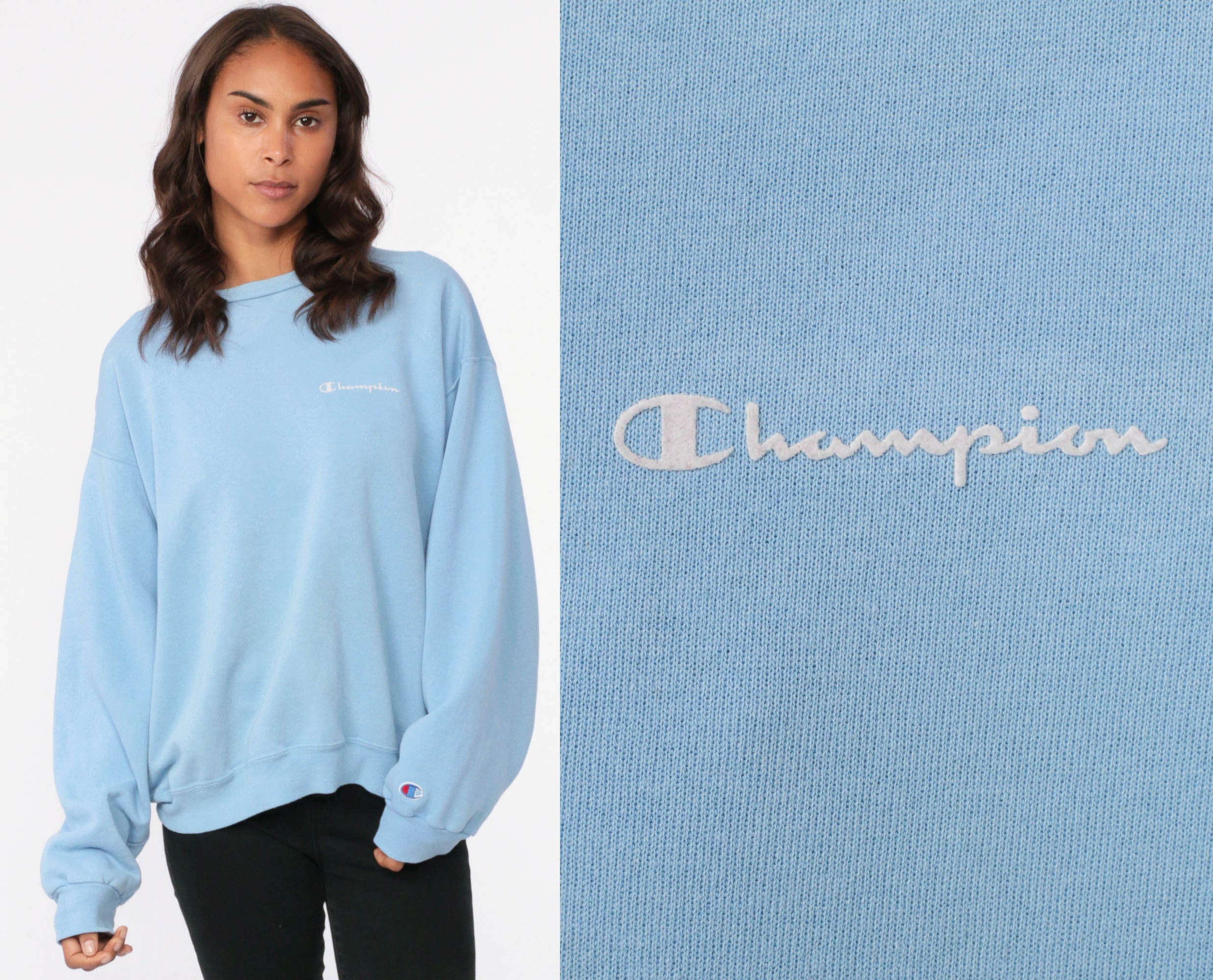 champion light blue crewneck sweatshirt