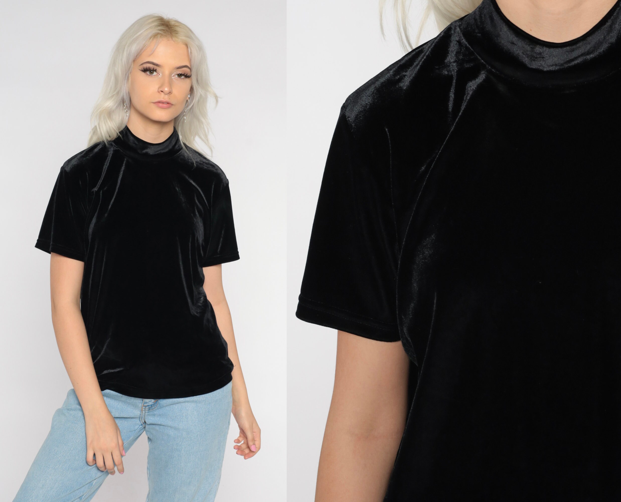 mock neck velvet top