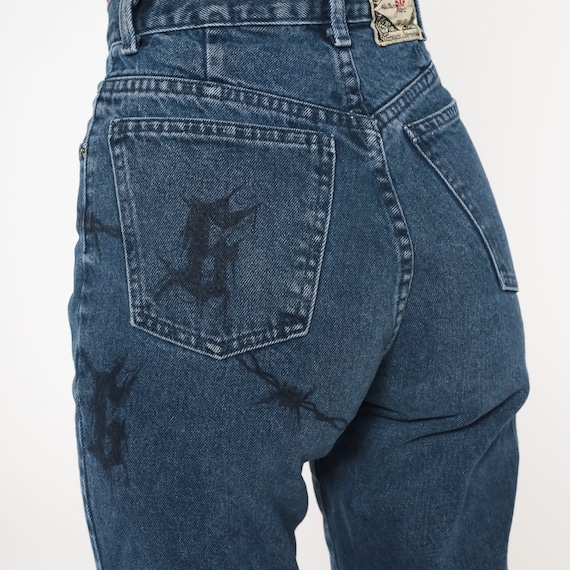 90s Skinny Jeans Barbed Wire G High Waisted Rise Jeans Slim Tapered Leg Denim Pants Retro Blue Streetwear Rocker Vintage 1990s 2xs xxs 24