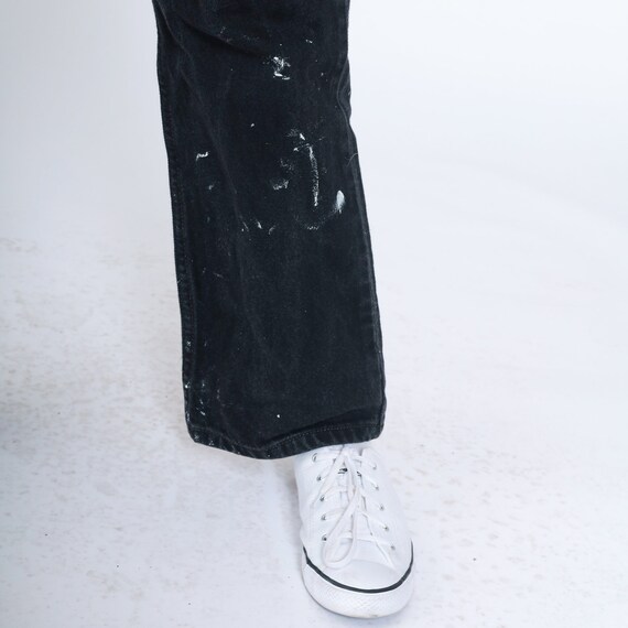 90s Black Jeans Paint Splatter Jeans Mid Rise Str… - image 6