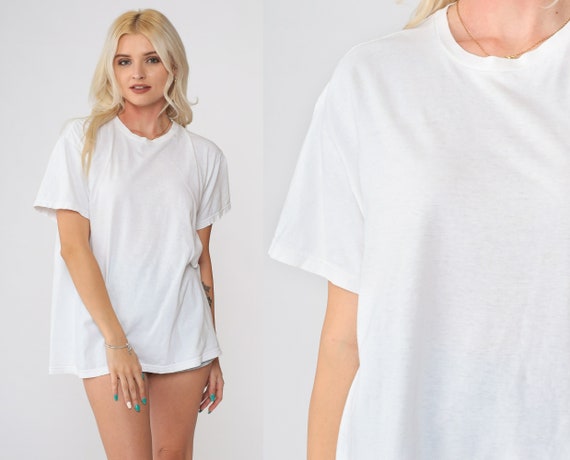 Plain White Tee 90s Polo Ralph Lauren T shirt Solid Crew Neck T Shirt Blank Crewneck Minimal Cotton Top Vintage 1990s Large Etsy Canada