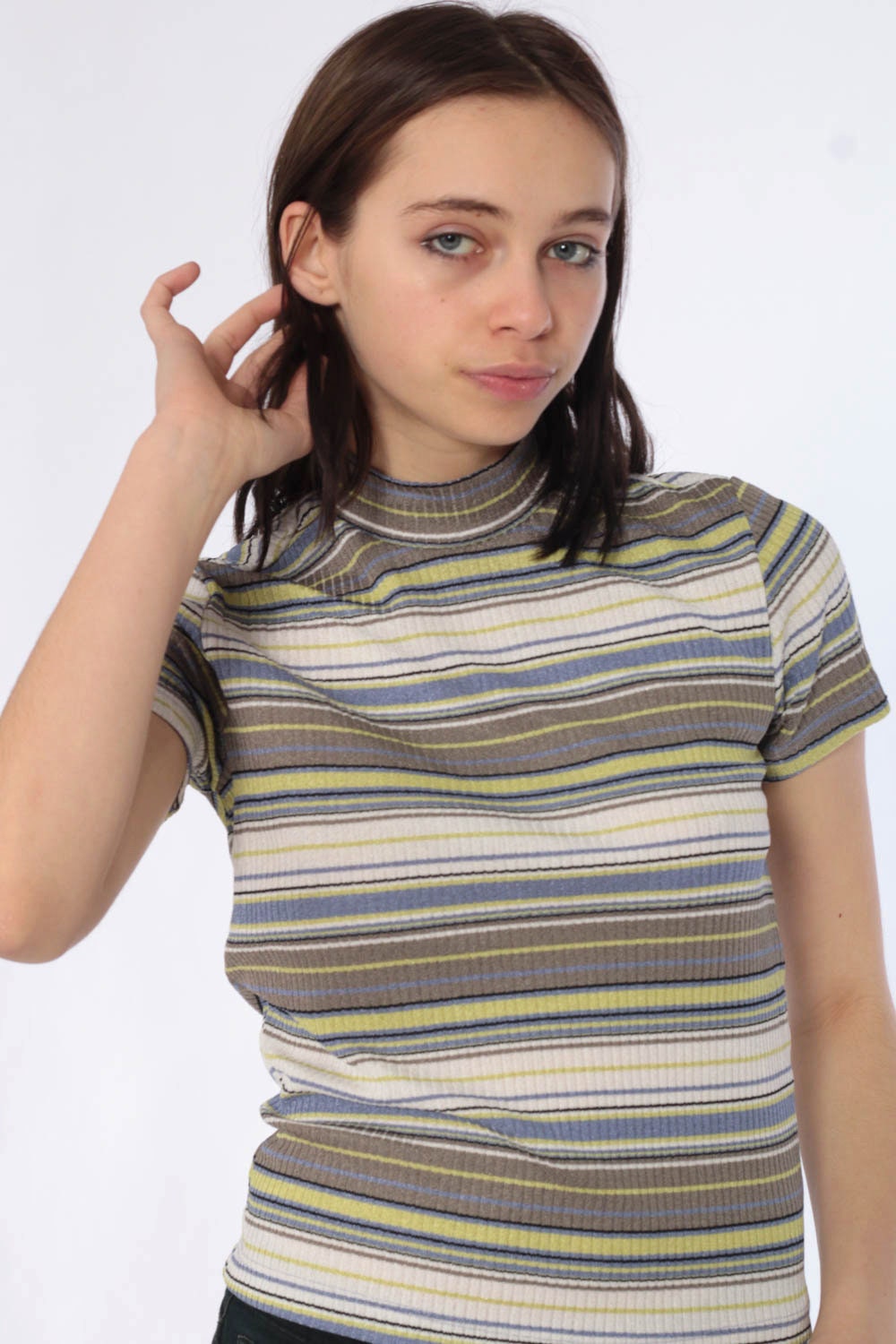 Download 90s Ribbed Striped Blouse -- 1990s Striped T Shirt 90s T ...