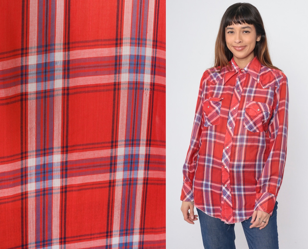 70s Red Stripe Crop Shirt