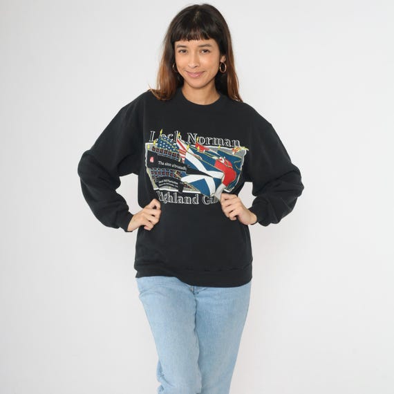 Vintage Loch Norman Highland Games Sweatshirt 90s North Carolina Event Pullover Black Crewneck 1990s Rural Hill Plantation Jerzees Medium