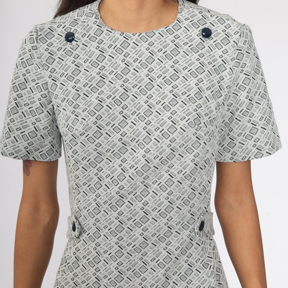 60s Mod Mini Dress Checkered Print Dress Plaid Sh… - image 5