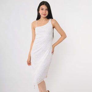 White Sequin Slip Dress - Etsy