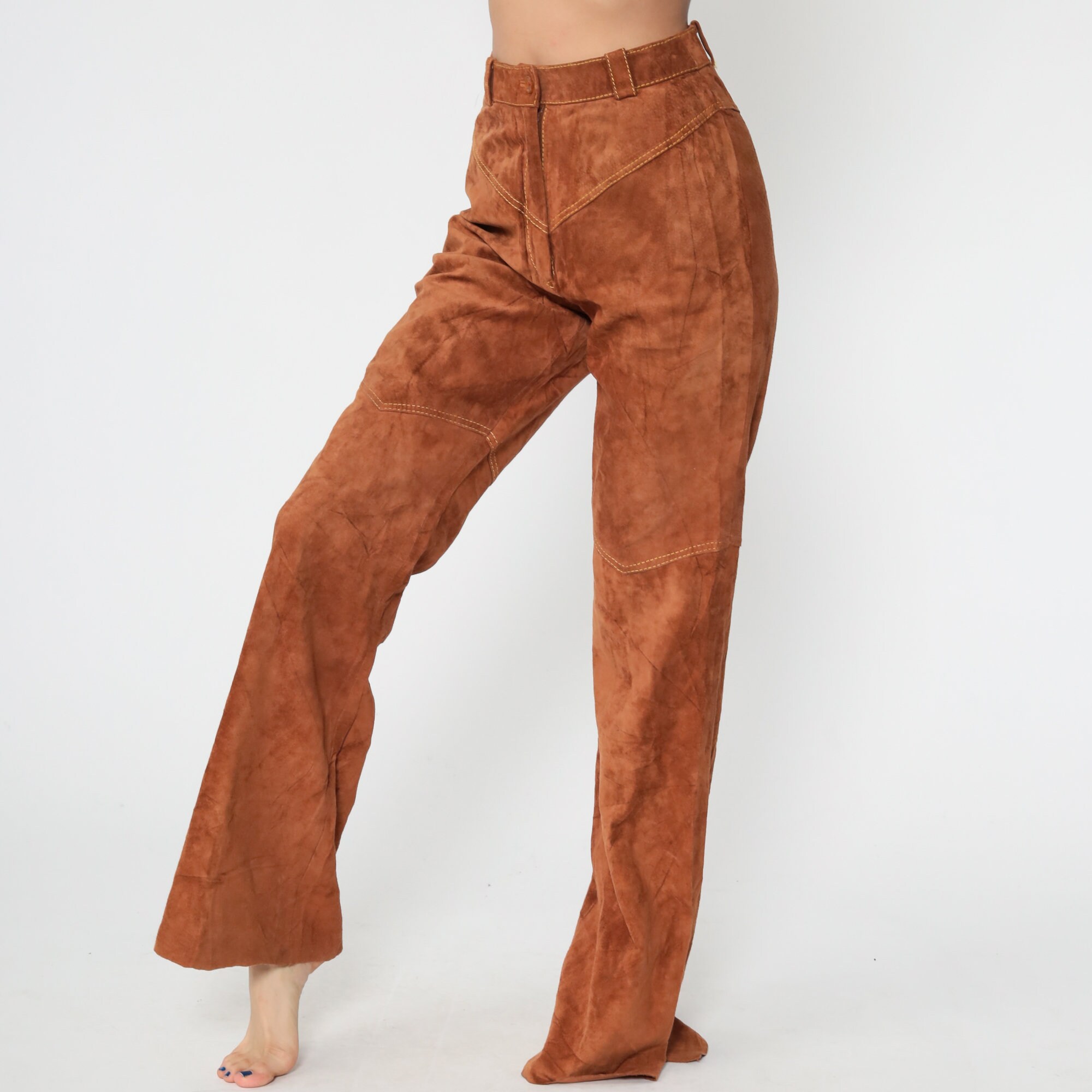 mens leather bell bottom pants