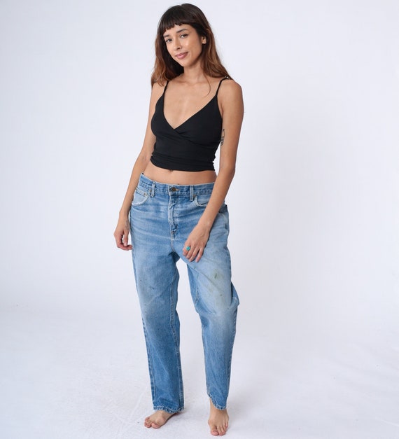 90s Carhartt Jeans -- Workwear Jeans Distressed Paint Splatter High Waisted Straight Leg Jeans Denim Blue Vintage Work Wear Large 36 x 30