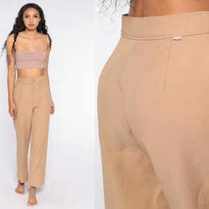 70s Levis Trousers Tan Straight Leg Pants Wide Leg Trousers High Waist Slacks Hippie 1970s Bohemian Vintage Boho Small 28