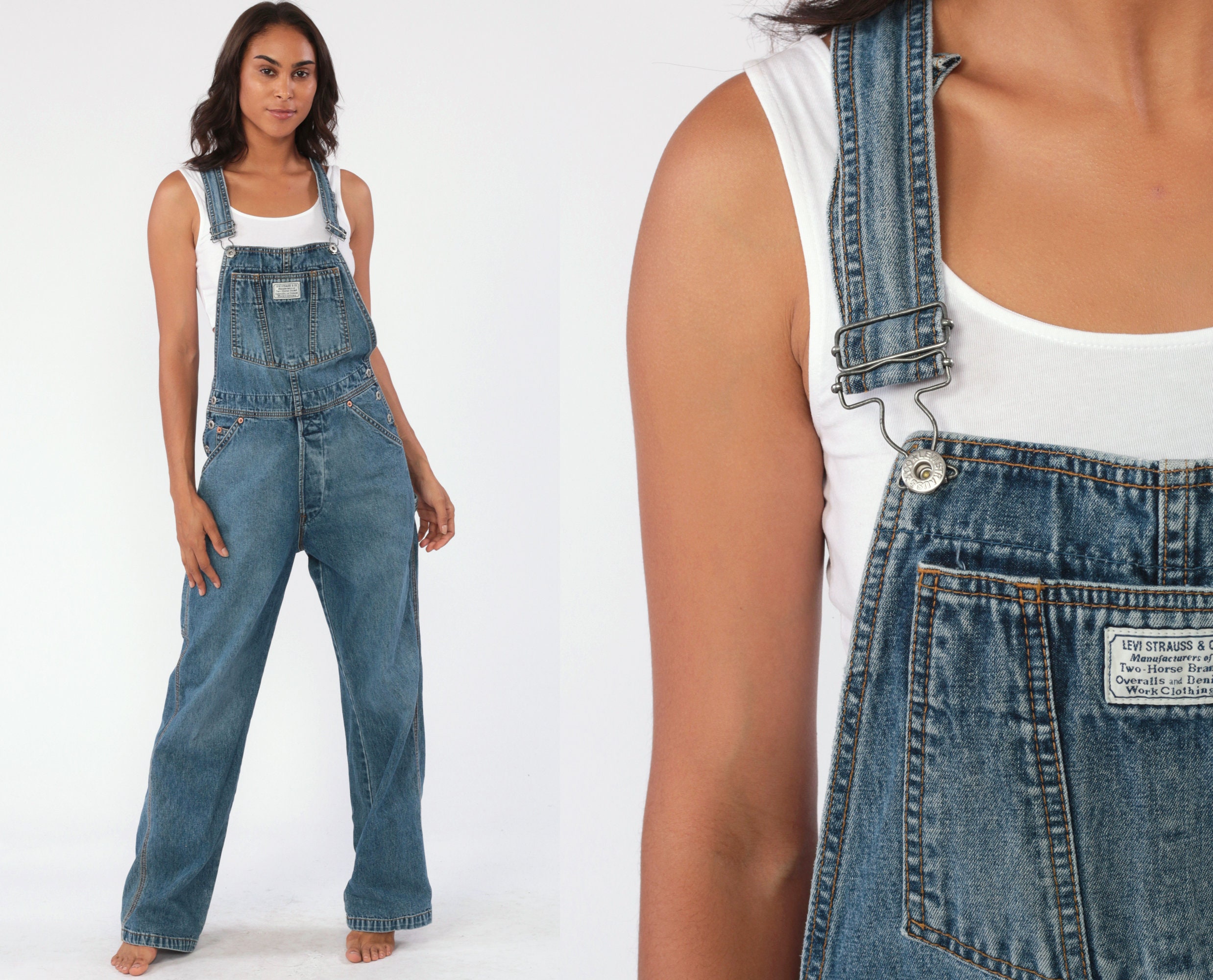 Levis Overalls 90s Denim Overalls Levi Strauss Jean Dungarees Grunge  Suspender Boyfriend Fit Long Jean 1990s Streetwear Extra Small xs