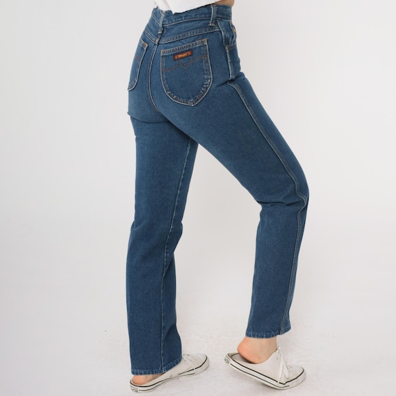 Vintage Wrangler Slim Fit Jeans 70s 80s Dark Blue Straight Leg Western Jeans Denim Pants No Fault High Waist Jeans 1980s Extra Small xs