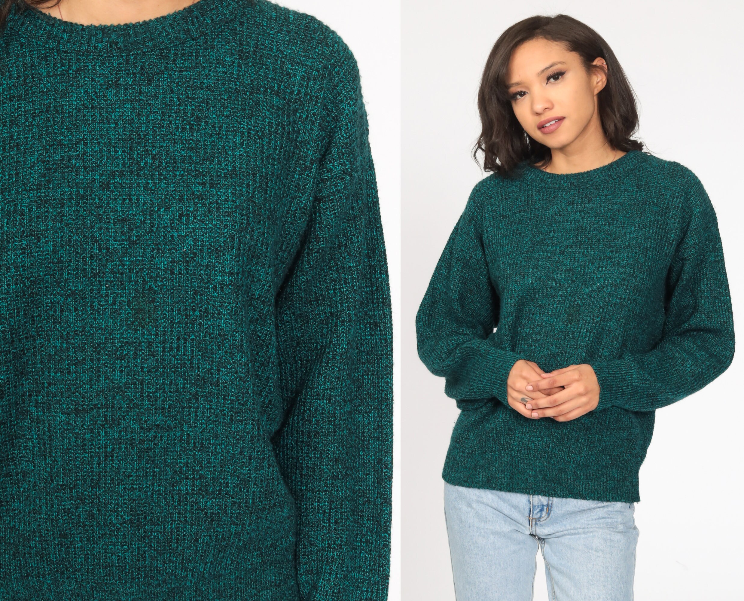 90s Flecked Green Sweater Le Tigre Knit Sweater 80s Grunge Sweater