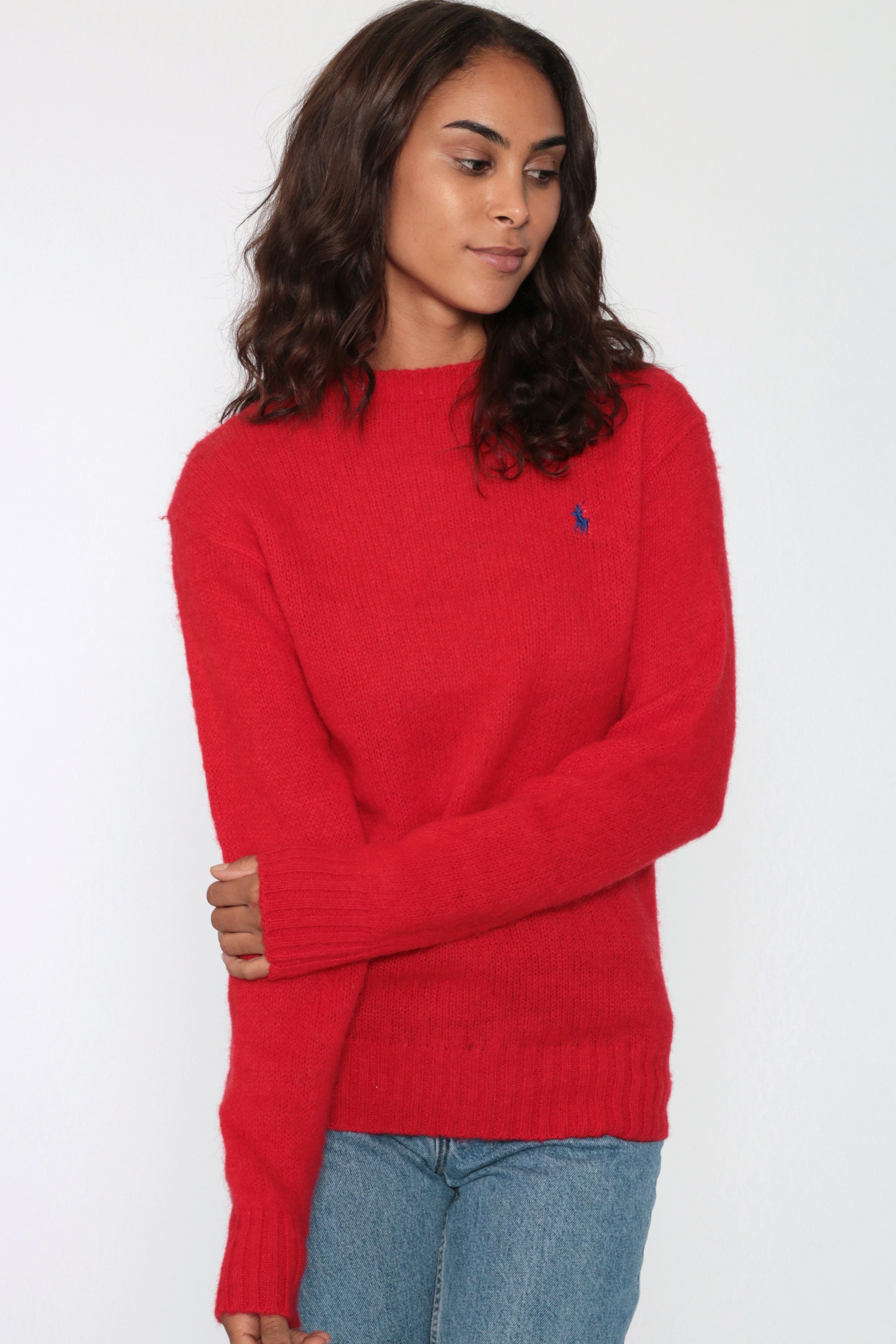 Ralph Lauren Sweater 90s WOOL Red Sweater Polo Sport Knit - Etsy