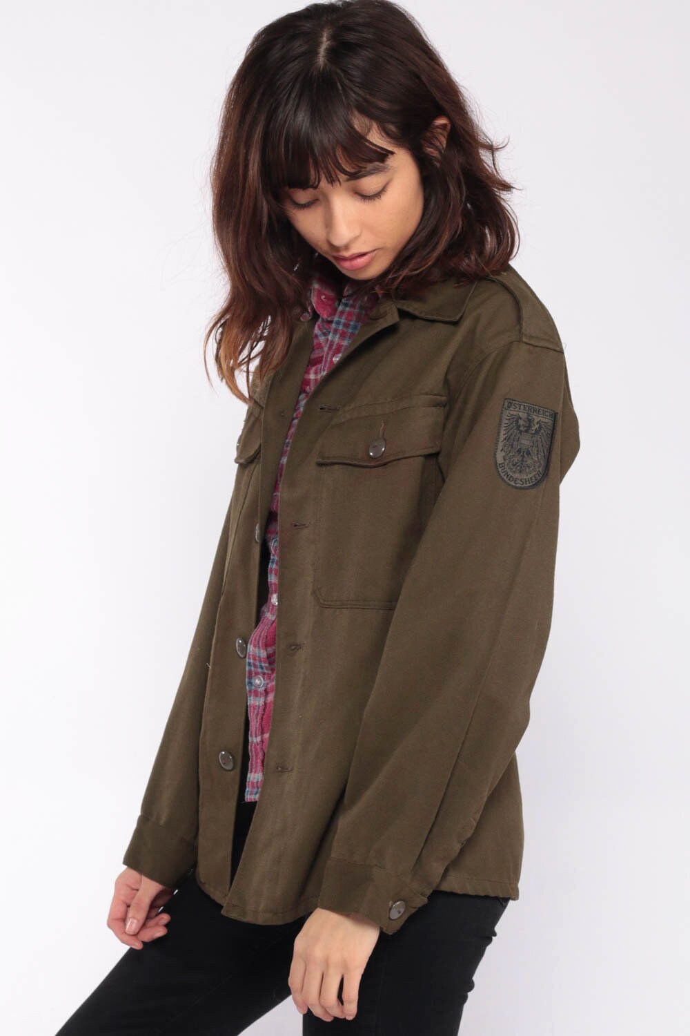 army print button up shirt