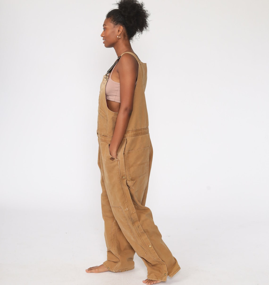 Tan INSULATED Overalls Distressed Coveralls Workwear Brown Etsy