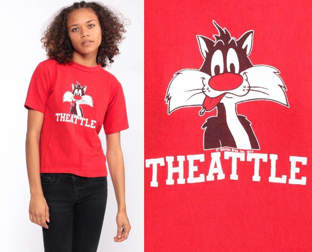 red looney tunes shirt