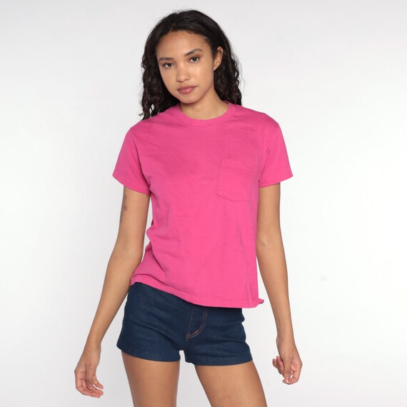 Hot Pink Shirt Plain Tshirt 80s T Shirt Pink Tshirt Pocket -  Israel