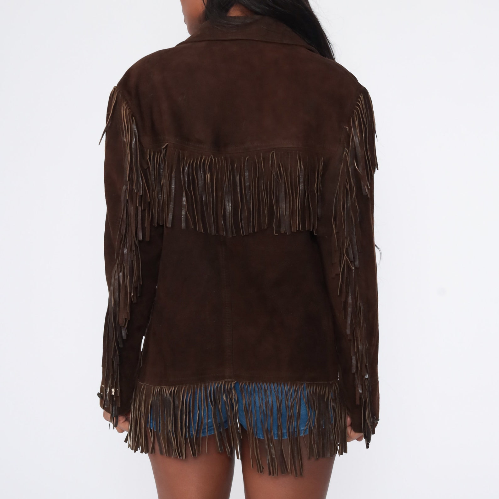 Fringe Leather Jacket 70s Boho Vintage Suede Southwest Jacket | Etsy