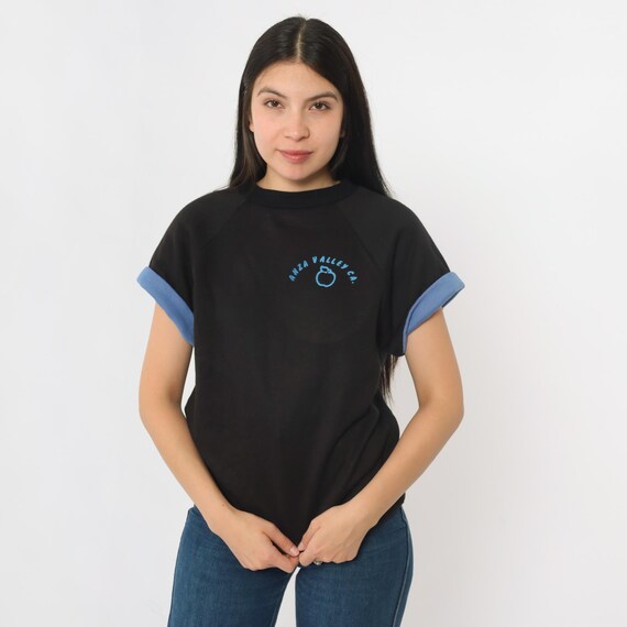Vintage Anza Valley California Shirt Black Apple Print T Shirt 80s Cuffed Sleeve TShirt Vintage Graphic Print 1980s Travel Destination Small