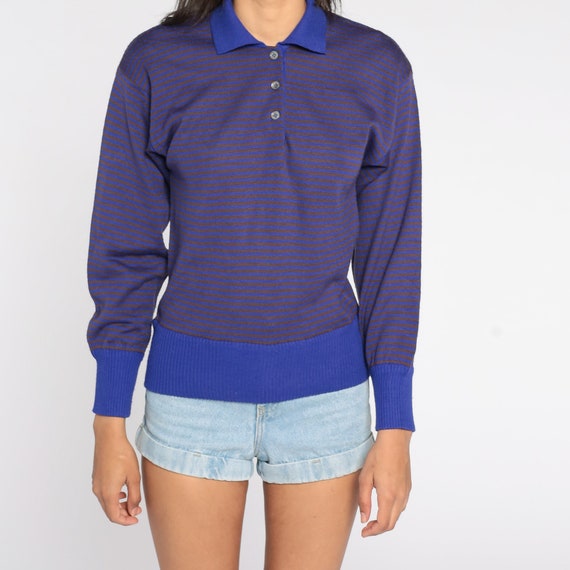Purple Sweater Pullover Sweater Striped Sweater 8… - image 6