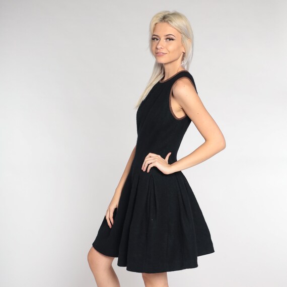 Black Mini Dress Y2k Ralph Lauren Wool Dress Plea… - image 6