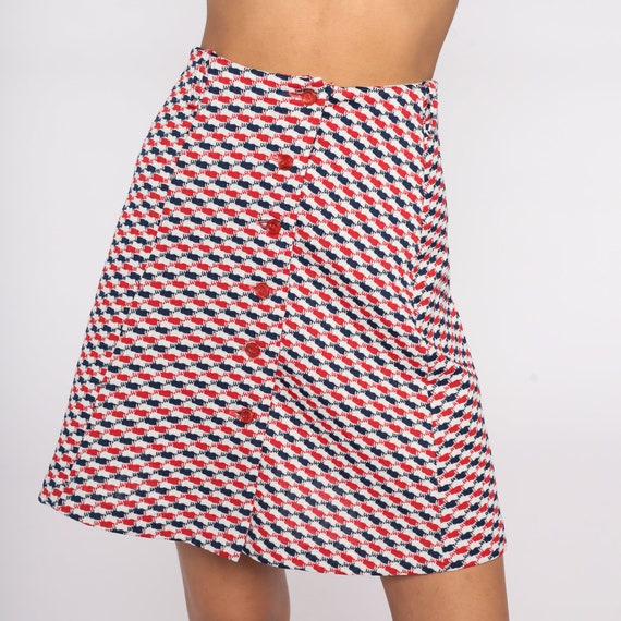 Plaid Mini Skirt 60s 70s Mod Red White Blue High … - image 4