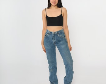 Vintage 90s Wrangler Jeans Straight Leg Jeans 1990s High Rise Waist Denim Pants Blue Small 28