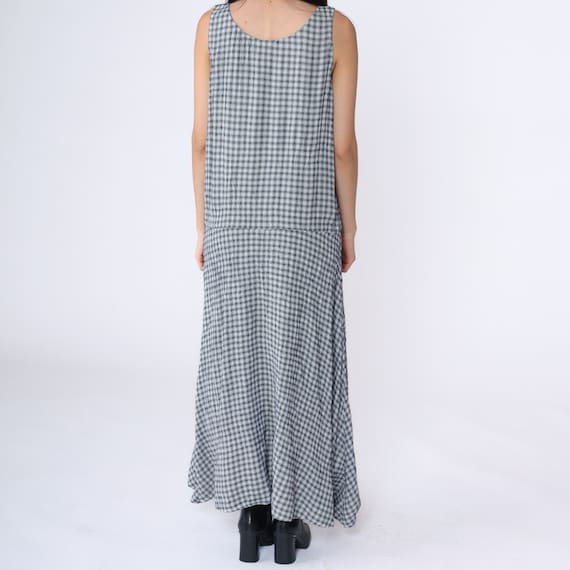 Checkered Jumper Dress 90s Maxi Dress Pinafore Bl… - image 6