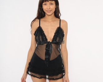 Vintage Black Cami Top Lace Lingerie Top Camisole Tank Top 80s Red