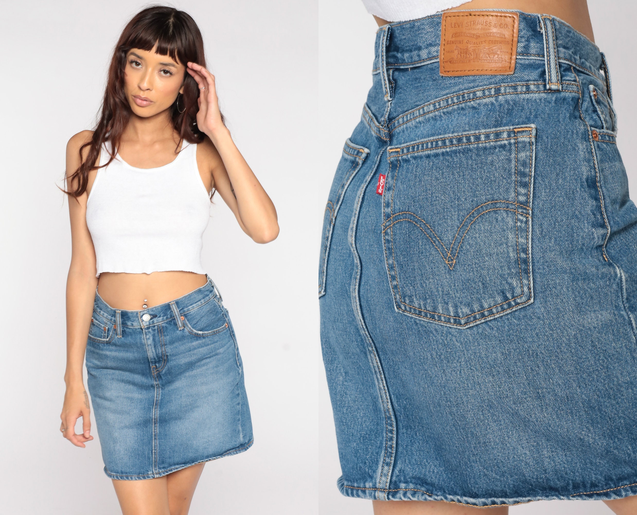 une fois que Opéra Intact denim mini skirt low rise Mâchoire de la mort ...