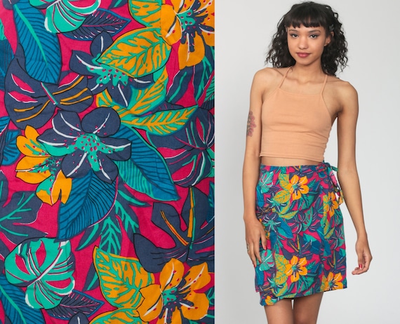 Tropical wrap mini skirt top