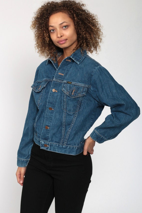 Wrangler Jean Jacket Denim Jacket 80s Blue Biker Truc… - Gem