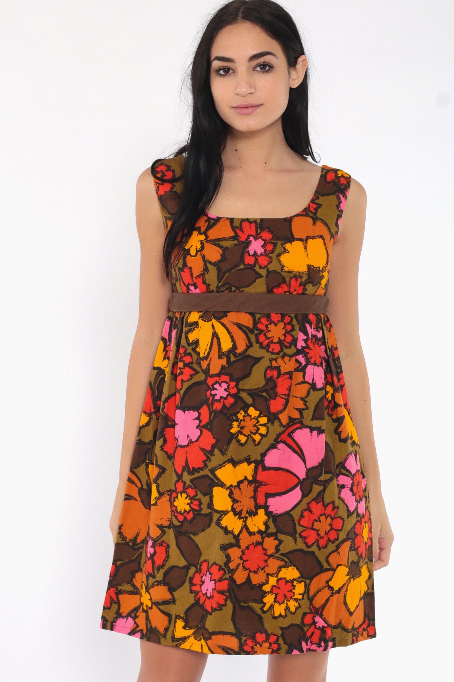 Floral Babydoll Dress 60s Mod Mini Summer Party Empire ...