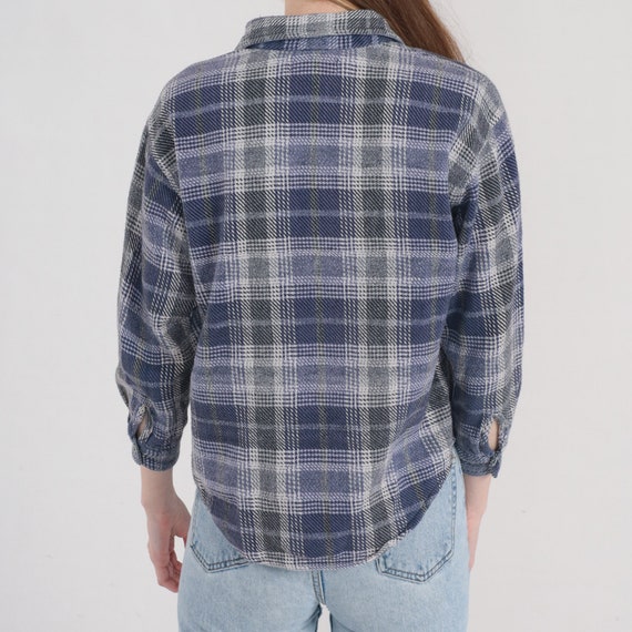 Blue Flannel Shirt 90s Plaid Button up Shirt Retr… - image 6