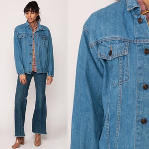 80s Denim Jacket Jean Jacket Trucker Classic Blue Stone Wash Oversize 90s Grunge 1980s Vintage Biker Button Up Hipster Small