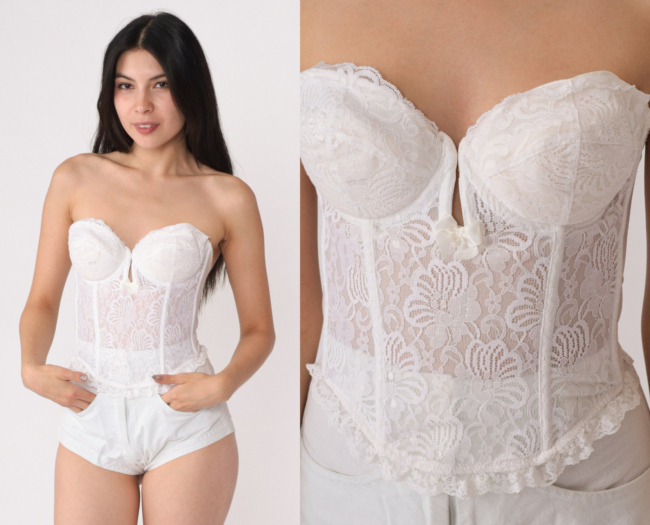 Women Sexy Gartered Push Up Bra Side Mesh Plastic Fully Boned Bustier And  Panty Set White Bridal Lingerie Corset Overbust Corselet From Bestielady,  $13.41