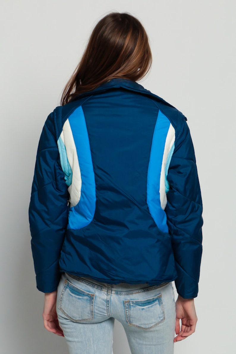 Retro Ski Jacket Puffer Jacket 80s Striped Puffy Coat Winter Etsy