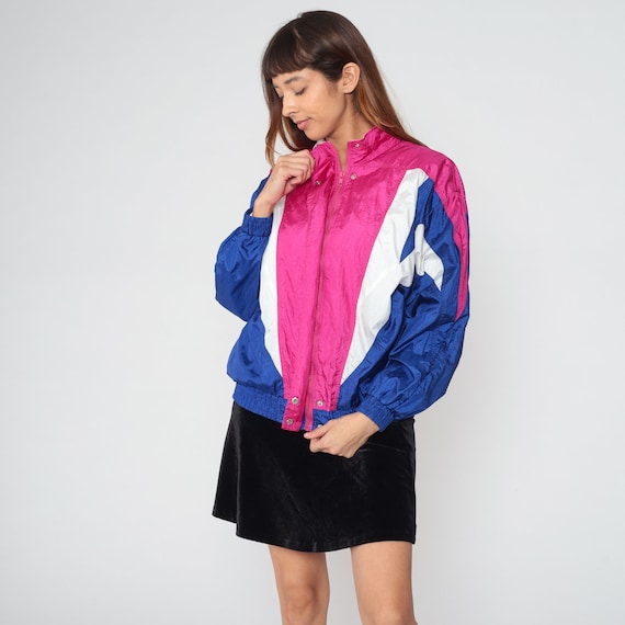 90's Retro Colorblock Zip Front Windbreaker
