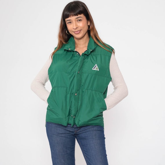 Down Puffer Vest 80s Green Ascente Ski Vest Retro Goose Down Puffy Sleeveless Jacket Winter Vest Warm Vest Vintage 1980s Medium