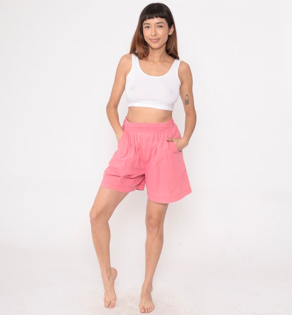 90s Pleated Shorts Pink Cotton Trouser Mom Shorts… - image 2