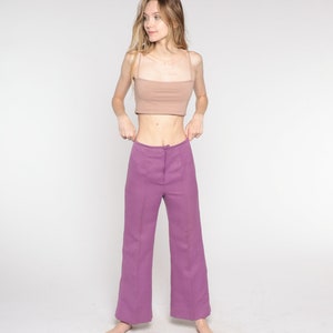 Vintage Purple Bell Bottoms Pants 70s Boho Hippie Bellbottom Wide Leg Trousers High Waisted 1970s Bohemian Trousers High Rise Small 26 S