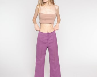 Vintage Purple Bell Bottoms Pants 70s Boho Hippie Bellbottom Wide Leg Trousers High Waisted 1970s Bohemian Trousers High Rise Small 26 S