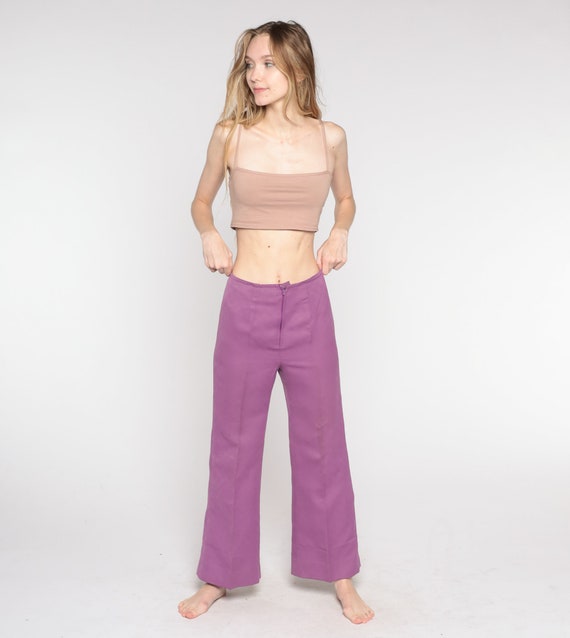 Vintage Purple Bell Bottoms Pants 70s Boho Hippie Bellbottom Wide Leg Trousers High Waisted 1970s Bohemian Trousers High Rise Small 26 S