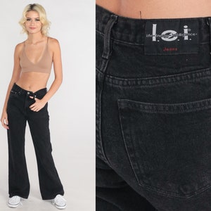 Black Flare Jeans Y2K LEI Bellbottoms Denim Bell Bottom Jeans Boho Hippie Pants Bootcut Mid Rise Flared Leg Retro Basic Vintage 00s Small 28