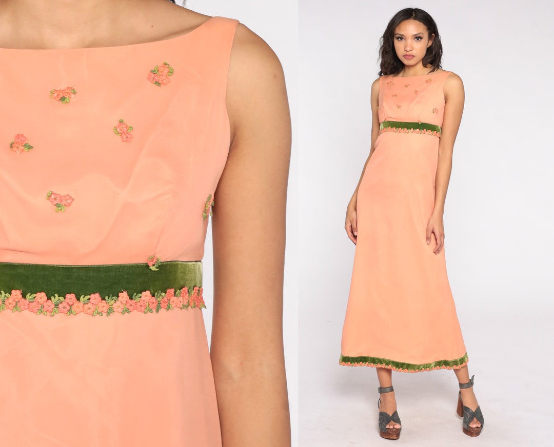 60’s Peach Orange Maxi Dress main image 1