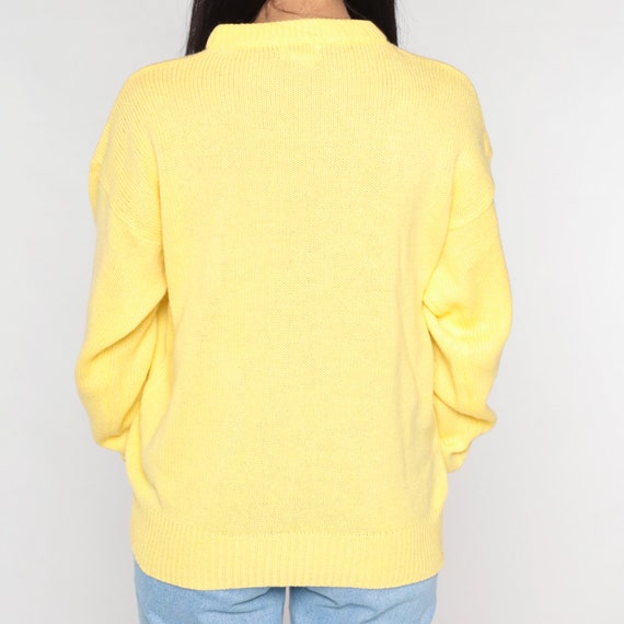 Yellow Sweater 80s Knit Pullover Sweater Retro Pl… - image 7