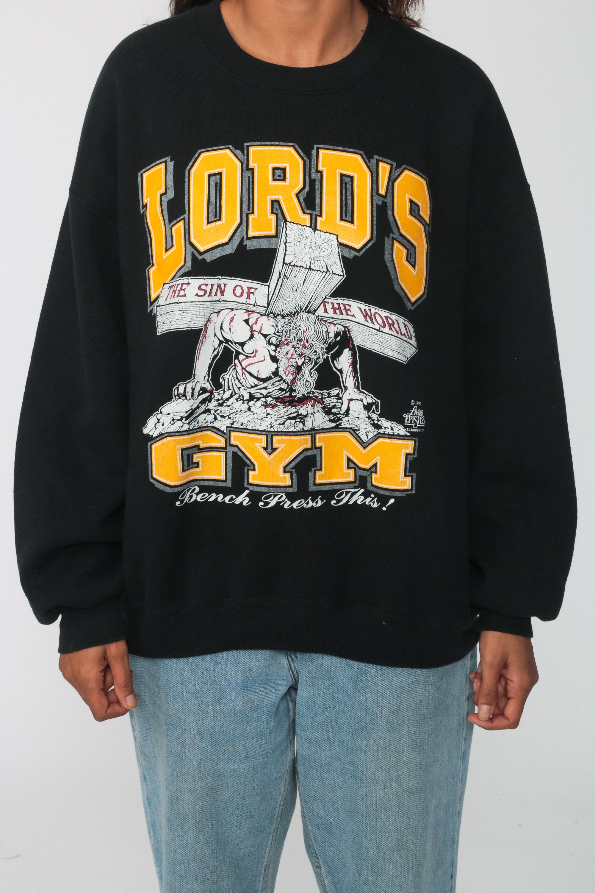 Jesus Sweatshirt LORD'S GYM Funny Cross Christian T Shirt 90s Joke