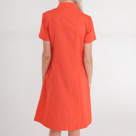 Orange Shift Dress 60s Mod Mini Dress Mock Neck S… - image 6