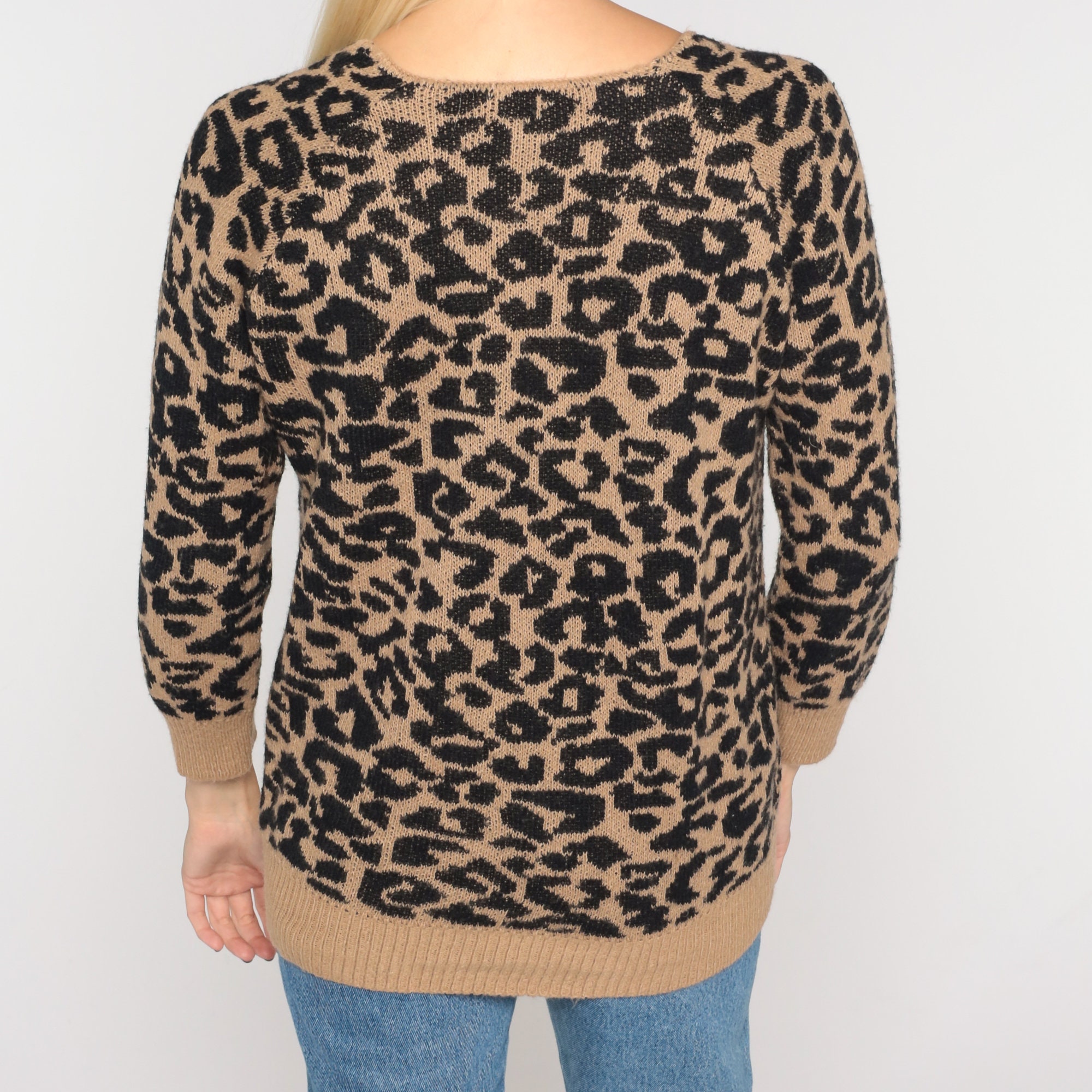 Leopard Sweater 90s Animal Print Sweater Wildlife Face Leopard Sweater 90s Animal Print Sweater Wildlife Face