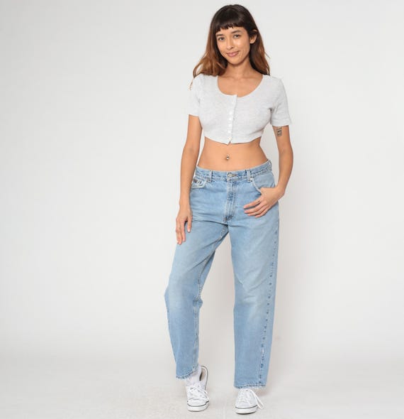 Calvin Klein Jeans Y2K Light Blue Mens Straight Leg Easy Fit Light Wash Denim 90s Pants Vintage Relaxed Fit Classic Faded Stone Wash 32x30